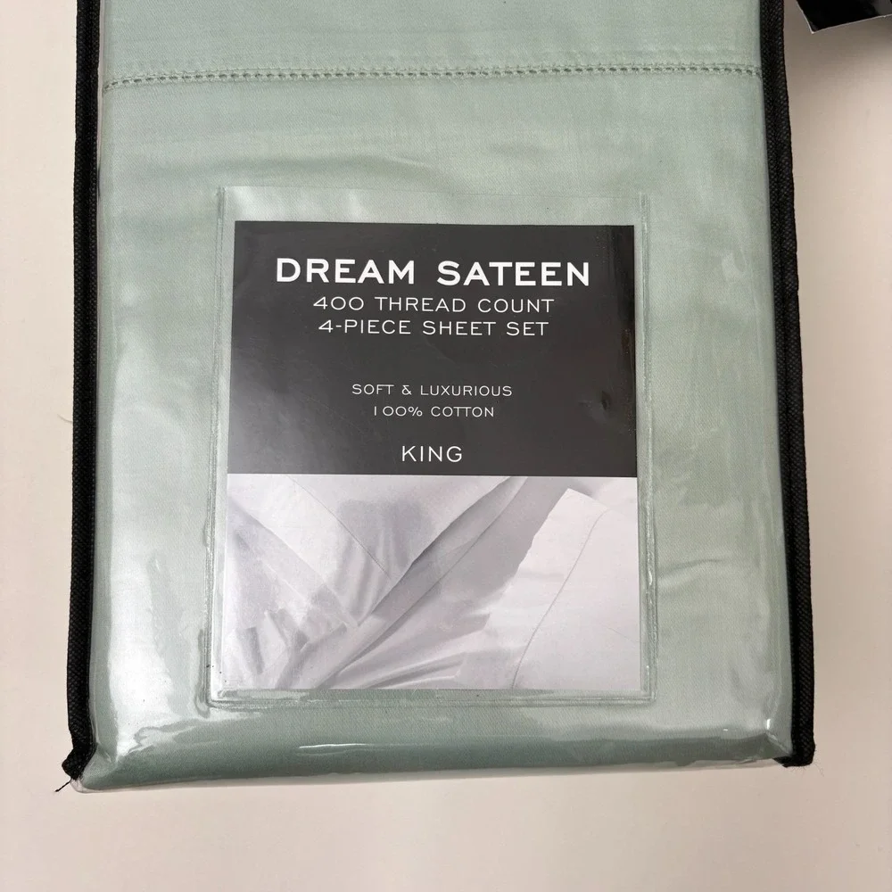 Wamsutta Dream Zone 400TC King Size Sheet Set Cotton Dream Sateen Mint Green New
